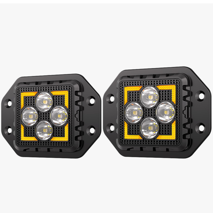 Faro Led Cuadrado 3" Empotrable Imloya Luz Blanca Fija Y Estrobo Con Drl Ambar Pro-1013