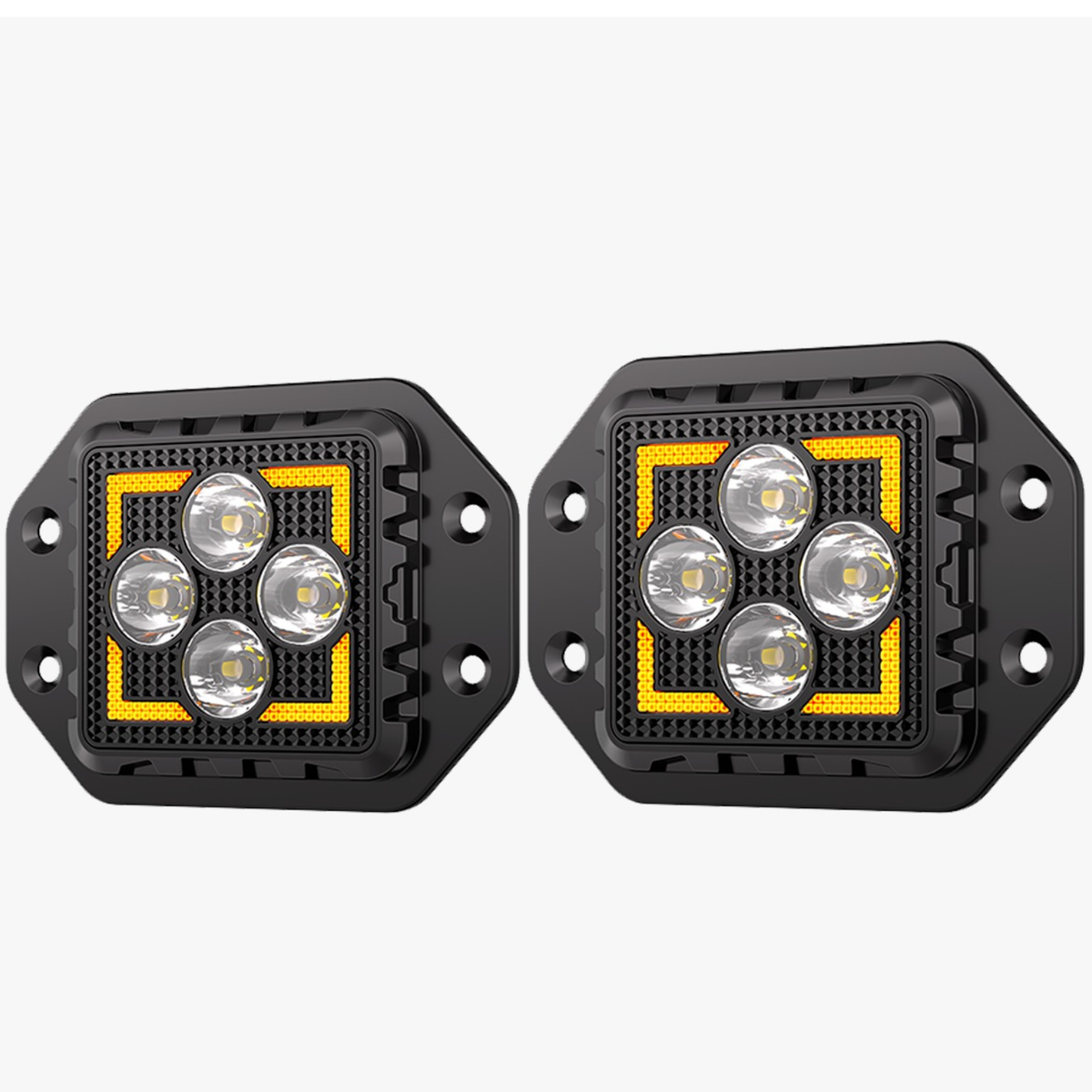 Faro Led Cuadrado 3" Empotrable Imloya Luz Blanca Fija Y Estrobo Con Drl Ambar Pro-1013