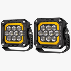 Faro Led Cuadrado 4" Imloya Luz Blanca Fija Y Estrobo Con Drl Ambar Pro-1007