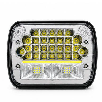 Unidad Led Rectangular 5x7" 40 Led 120w Blanco Con Drl Amarillo 12v