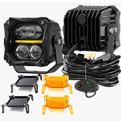 Faro Led Cuadrado 3" Imloya Luz Blanco/ambar Con Drl Pro-1002