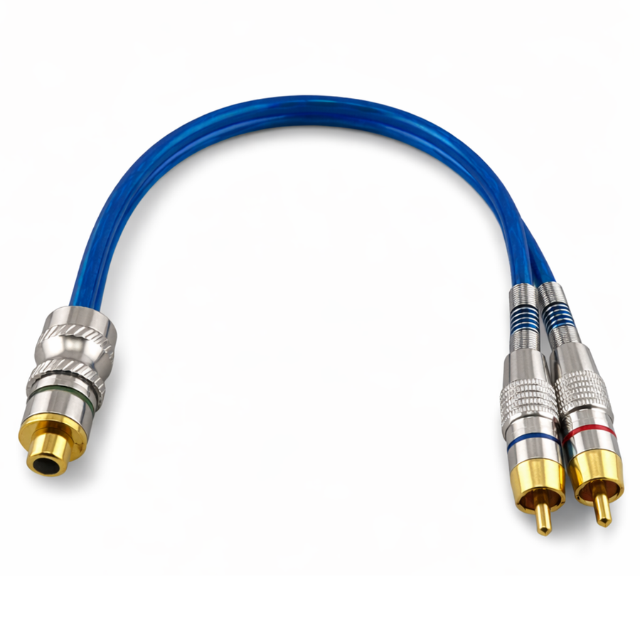 Cable Y Rca 1 Macho 2 Hembras Conector De Metal Rock Series