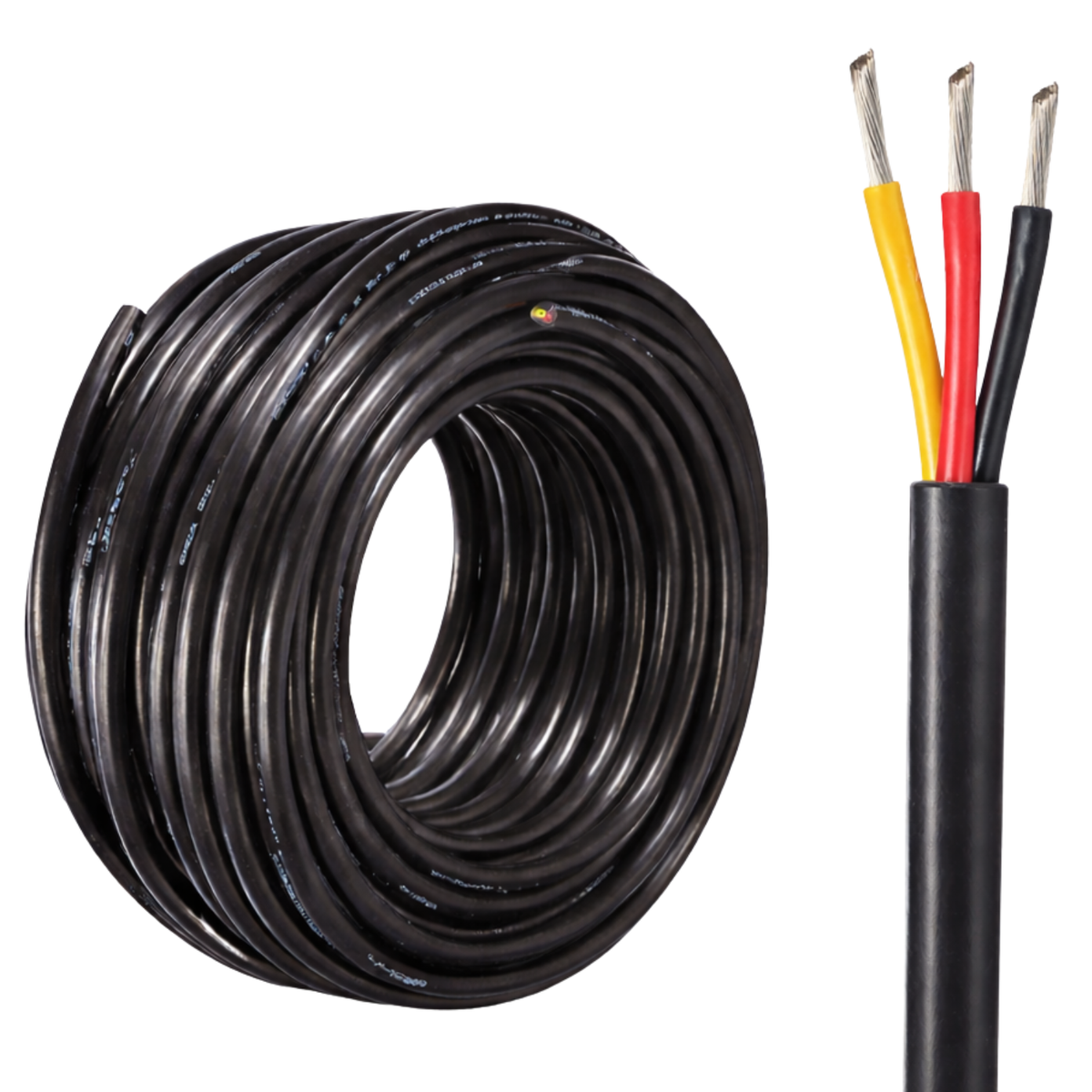 Rollo Cable 16 Awg 3 Lineas Negro/rojo/amarillo Con Recubrimiento