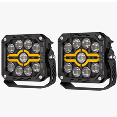 Faro Led Cuadrado 4" Imloya Luz Blanca Fija Y Estrobo Con Drl Ambar Pro-1005