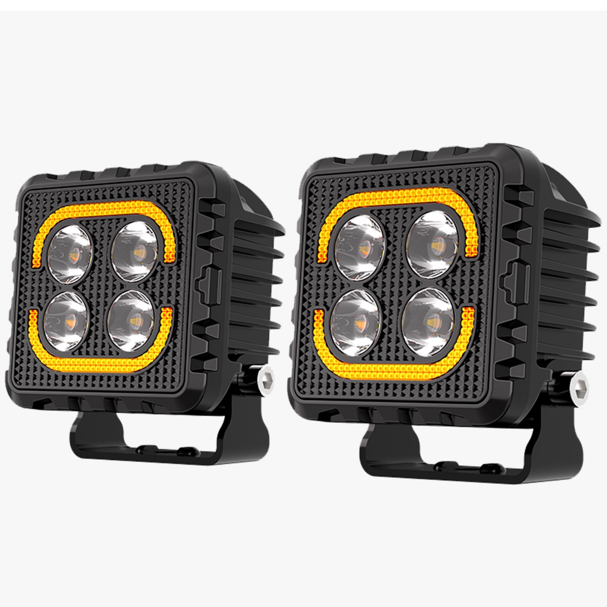 Faro Led Cuadrado 3" Imloya Luz Blanca Fija Y Estrobo Con Drl Ambar Pro-1008