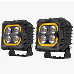 Faro Led Cuadrado 3" Imloya Luz Blanca Fija Y Estrobo Con Drl Ambar Pro-1008