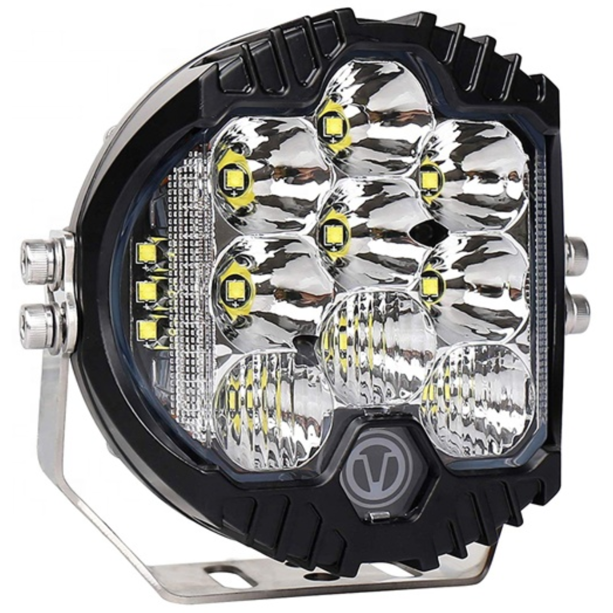 Faro Led 7" Redondo Drl Ambar Con Leds Laterales 50w