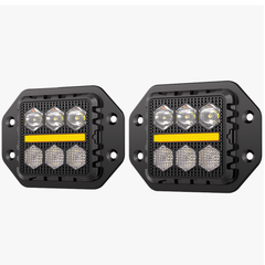 Faro Led Cuadrado 3" Empotrable Imloya Luz Blanca Fija Y Estrobo Con Drl Ambar Pro-1011