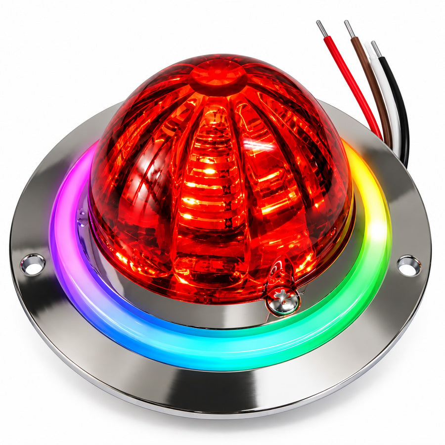 Plafon Redondo 4" Tipo Watermelon 16 Led Con Arillo Rgb 12/24v Rojo