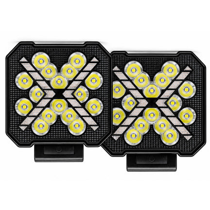 Faro Led Cuadrado Luz Blanca Drl Blanco Funciones Estrobo Y Secuencial