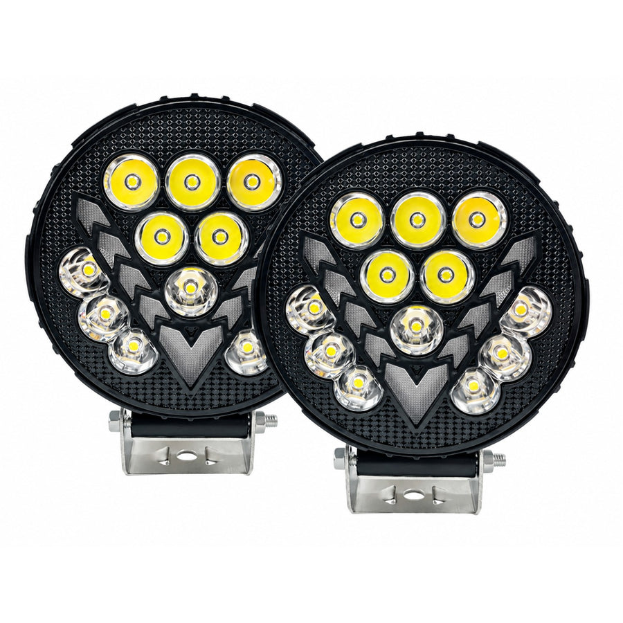 Faro Led Redondo Luz Blanca Drl Ambar Funciones Estrobo Y Secuencial