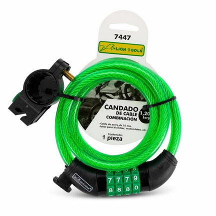Candado Cable Espiral P/moto 1.2m Verde