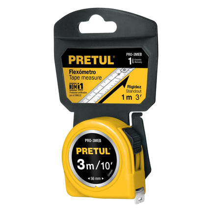 Flexometro Amarillo 3m Cinta 13mm Pretul